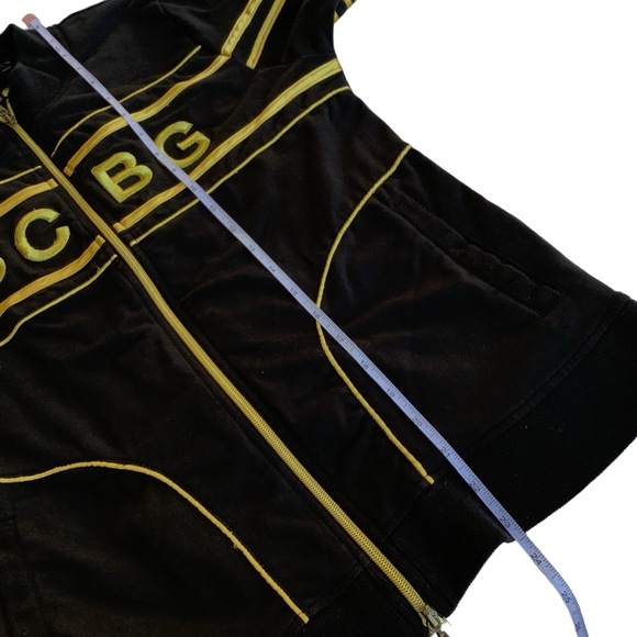 Large BCBG Maxazria Full Zip Black Gold Track Jacket Y2K - Picture 6 of 13